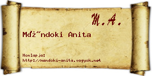 Mándoki Anita névjegykártya